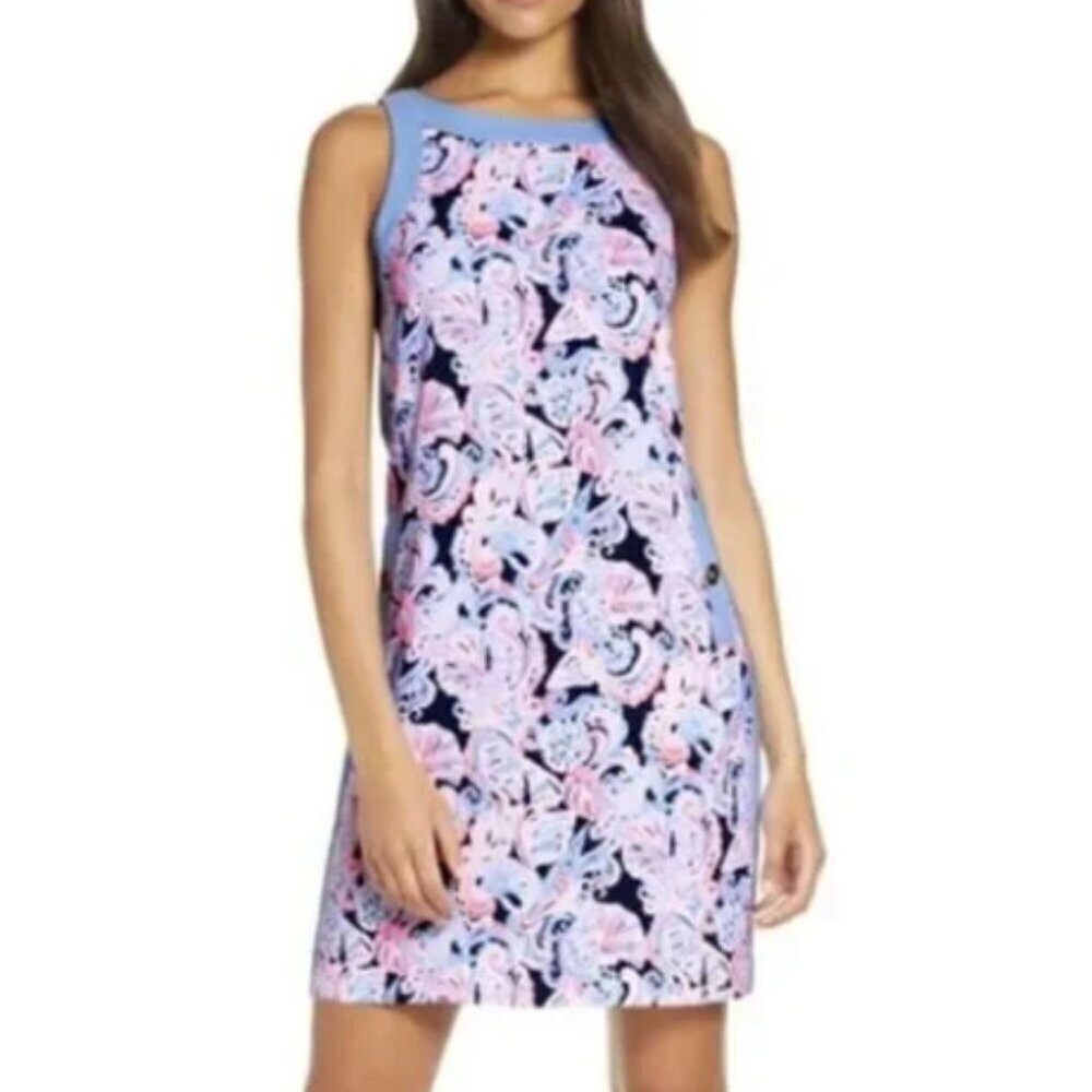 Lilly Pulitzer Angie Shift Dress in High Tide Navy It's For Shore size 14 NWOT